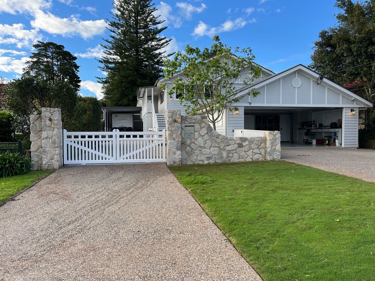 after White Powder-coated Aluminium Swing Gate – Double Swing + Motor, East Toowoomba