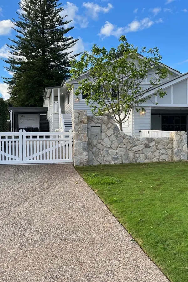 after White Powder-coated Aluminium Swing Gate – Double Swing + Motor, East Toowoomba