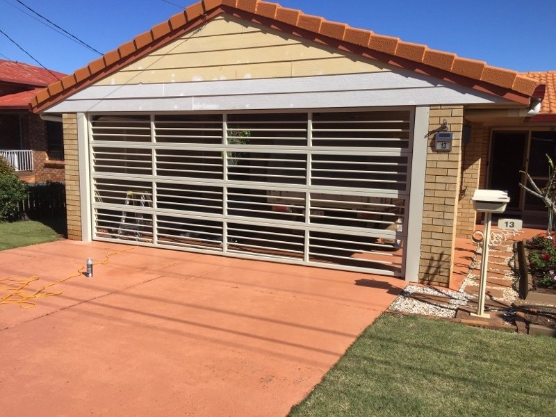 after Cream Powder-coated Aluminium Custom Door – Bar Grille, Centenary Heights