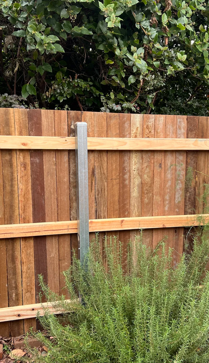 after Wood-look Timber + Galvanised Steel Posts Custom Door – Side Fencing, Rangeville