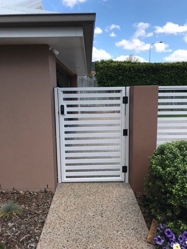 after Surfmist Powder-coated Aluminium Swing Gate – Supply & Install PA Gate, Rangeville