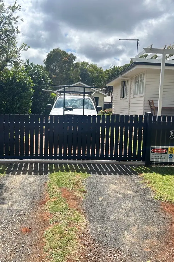 after Black Powder-coated Steel Sliding Gate – Slide Gate + Motor, South Toowoomba