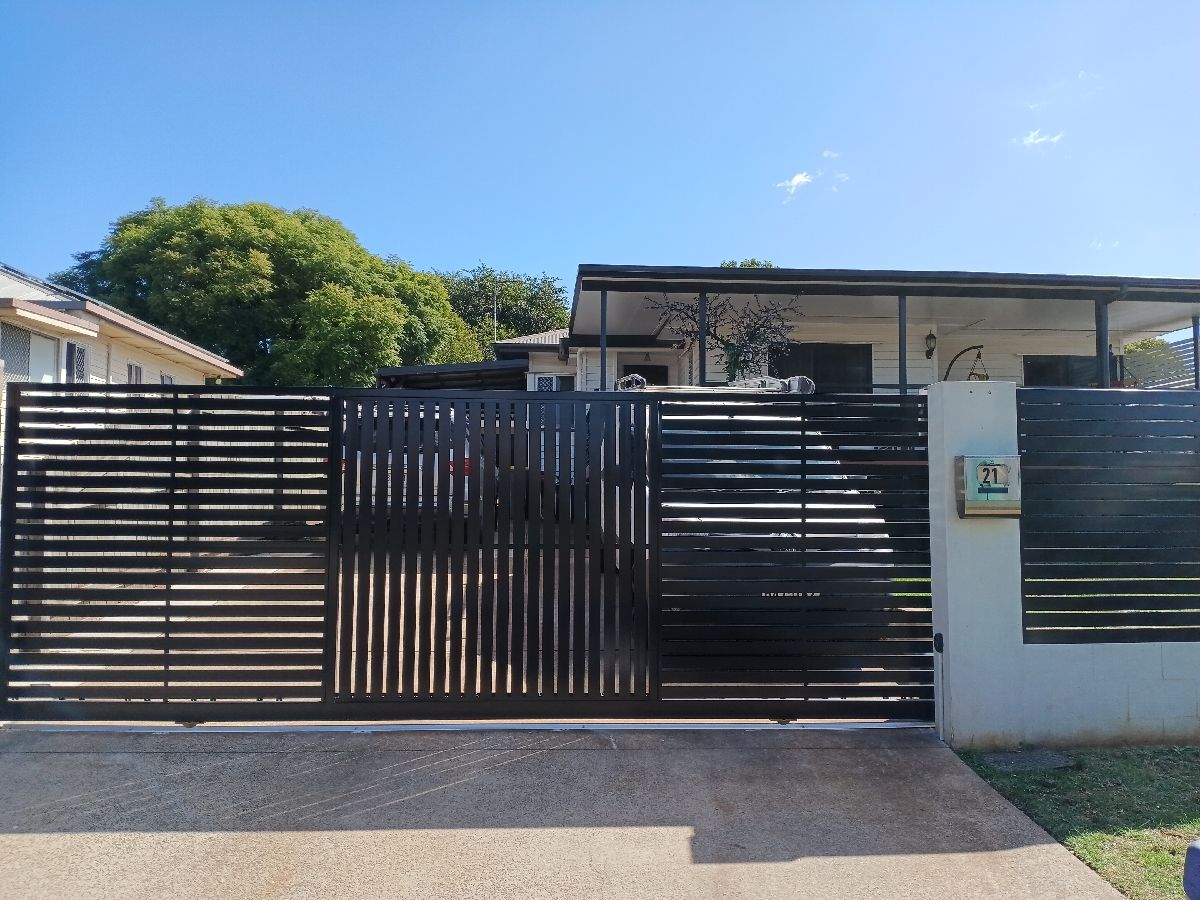 after Black Powder-coated Aluminium Sliding Gate – Slider Gate + Motor, South Toowoomba
