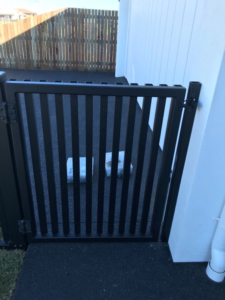 after Black Powder-coated Aluminium Swing Gate – Pool Gates + Infills, Middle Ridge