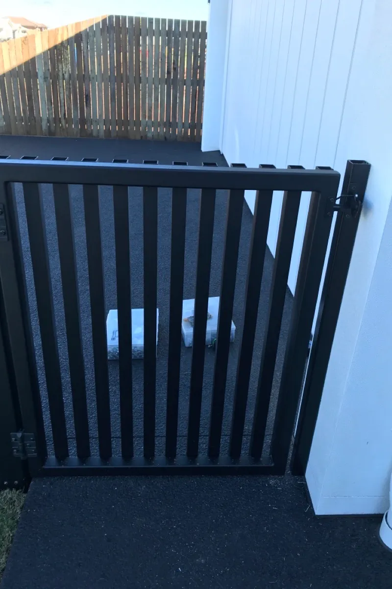 after Black Powder-coated Aluminium Swing Gate – Pool Gates + Infills, Middle Ridge
