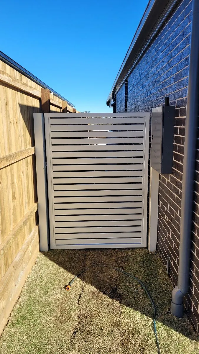 after Surfmist Powder-coated Aluminium Swing Gate – Gates, Harristown