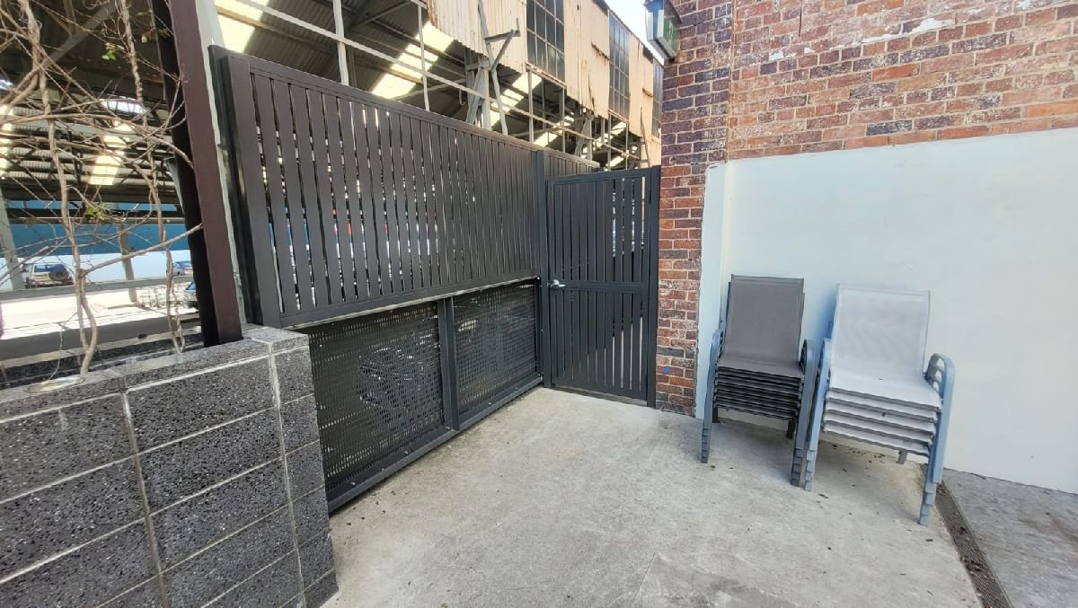 after Monument Powder-coated Aluminium Swing Gate – Gate + Infill, Toowoomba City