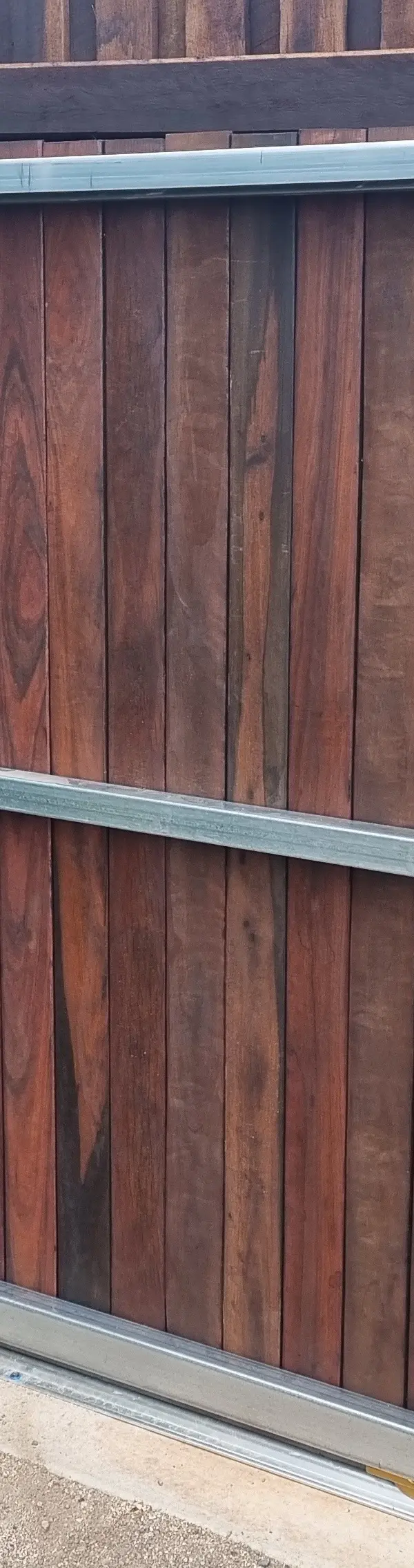 after Galvanised + Wood-look Galvanised Frame + Timber Palings Sliding Gate – Gate, Highfields