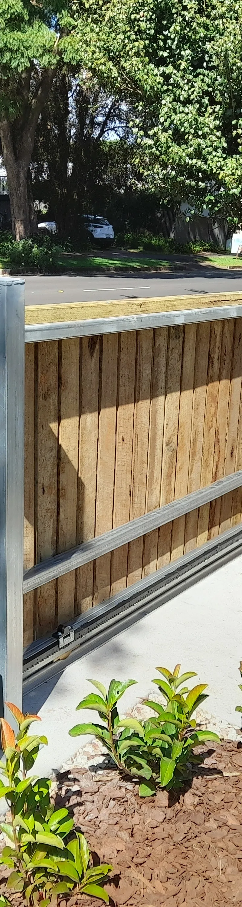 after Wood-look Colorbond + Galvanised Frame Sliding Gate – Gate Catch (Fabricated), Mount Lofty