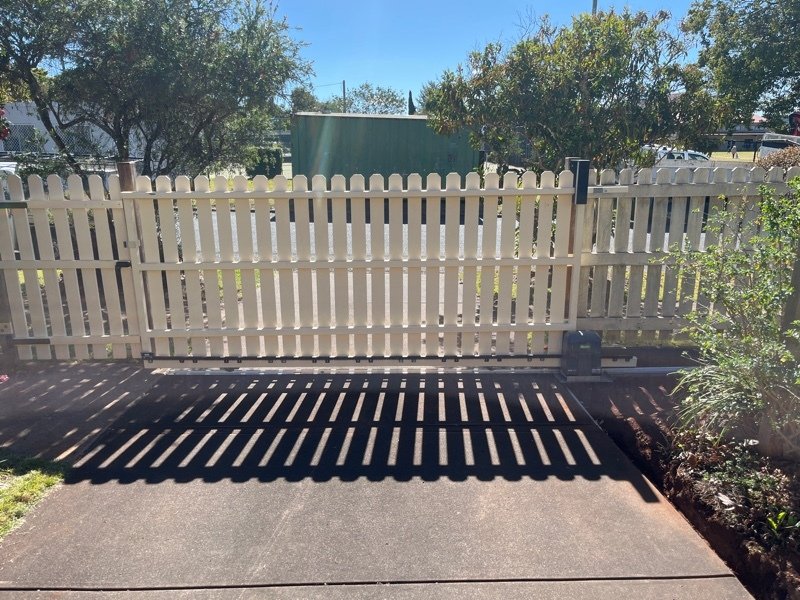 after Cream Colorbond + Galvanised Frame Sliding Gate – Steel Frame + D5, Toowoomba City