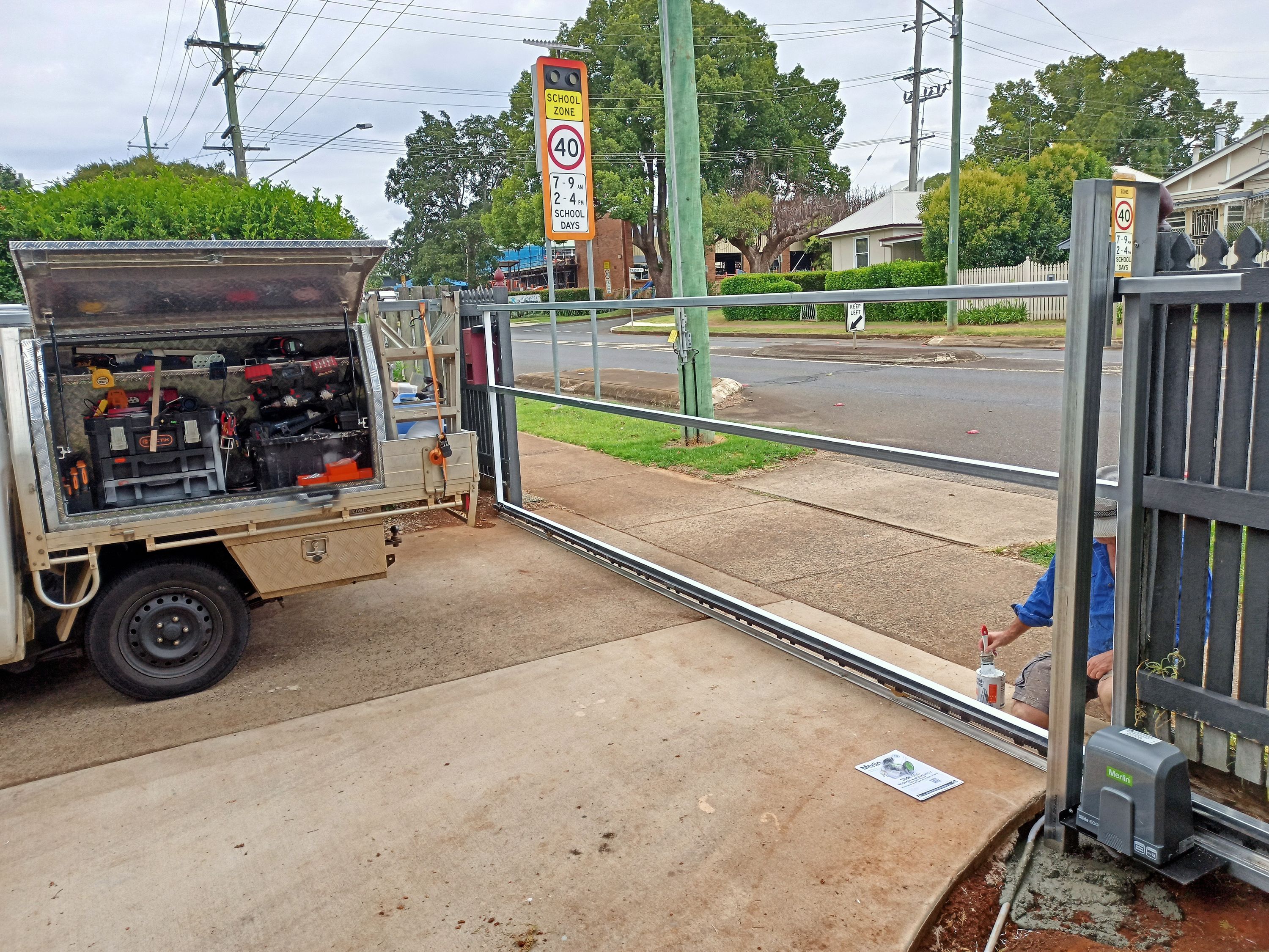 after Galvanised Pipe-Galvanised Sliding Gate – Gal Frame + Motor, Newtown