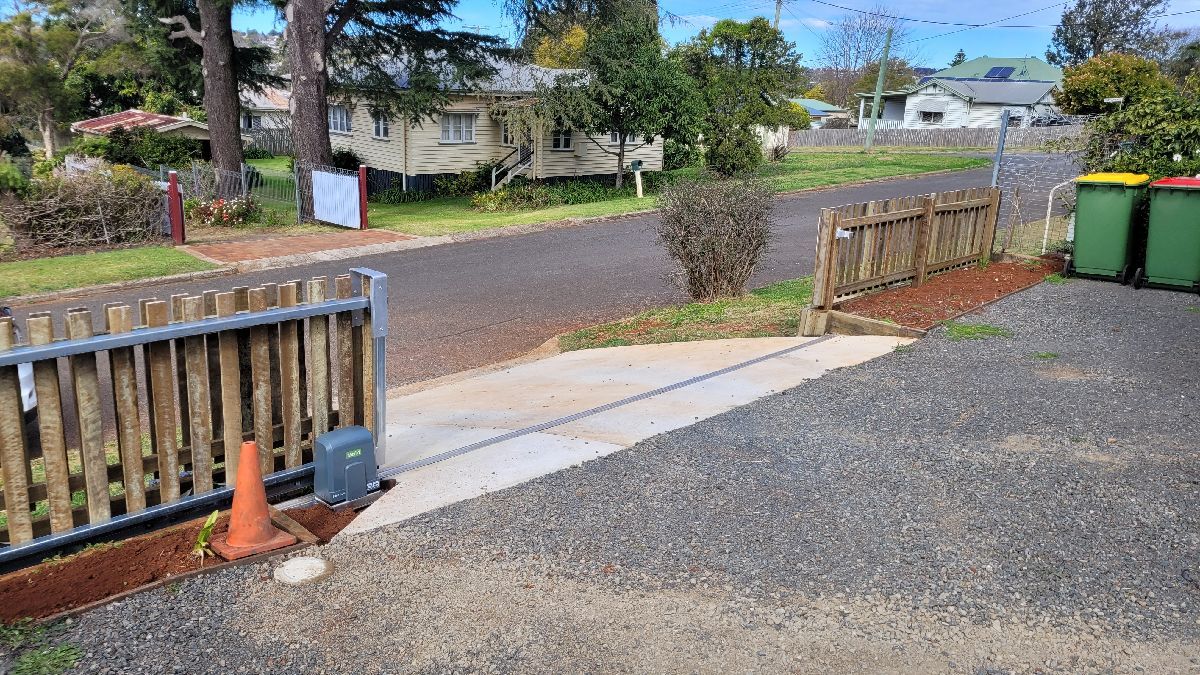 after Wood-look Galvanised + Timber Cladding Sliding Gate – Gate + Motor, South Toowoomba
