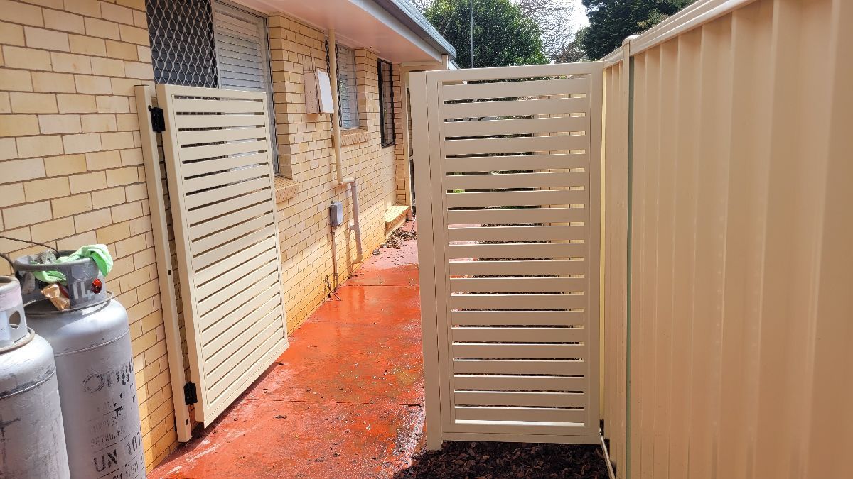 after Cream Powder-coated Aluminium Swing Gate – Gate + Infill, Rangeville