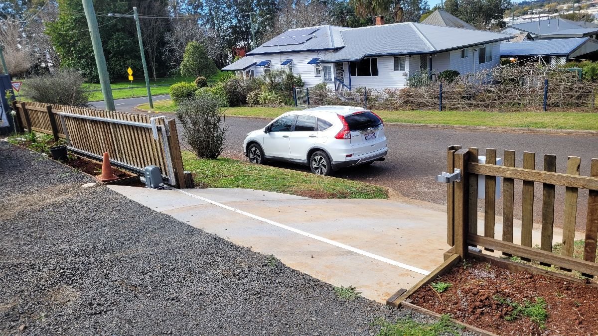 after Wood-look Galvanised + Timber Cladding Sliding Gate – Gate + Motor, South Toowoomba