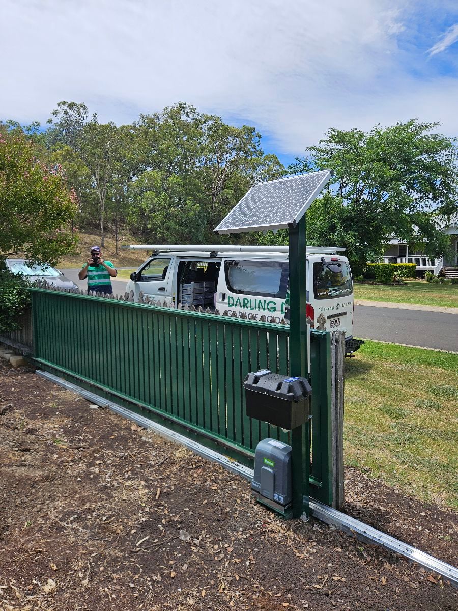 after Mixed Powder-coated Aluminium Sliding Gate – Aluminium Sliding Gate Vertical Slat with Solar Auto, Hodgson Vale