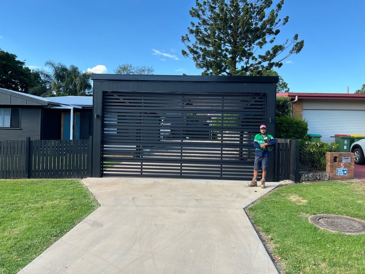 after Black Powder-coated Aluminium Custom Door – Ventilated Door, East Toowoomba