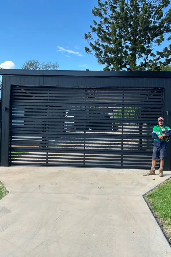 after Black Powder-coated Aluminium Custom Door – Ventilated Door, East Toowoomba