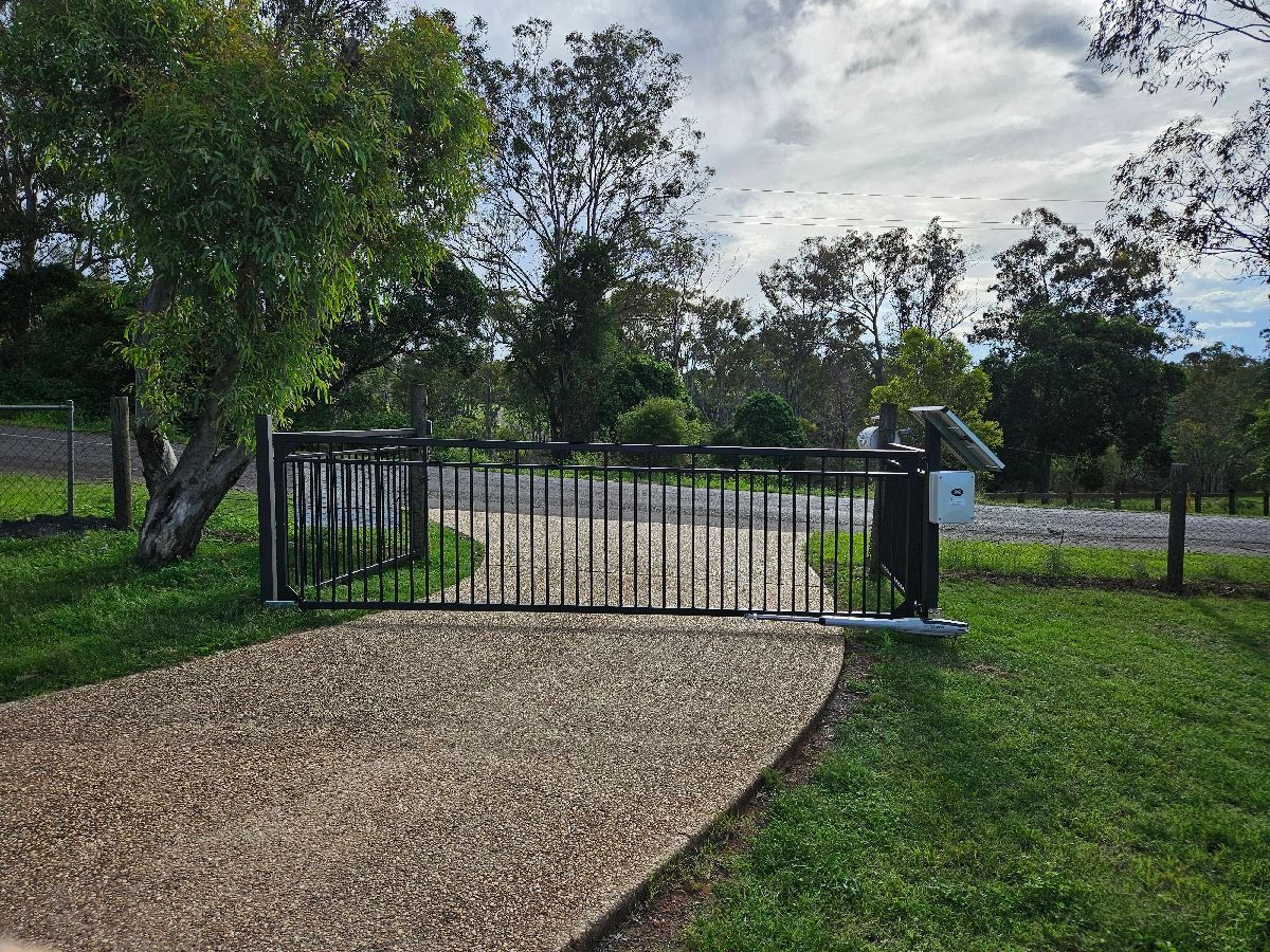after Black Powder-coated Steel Swing Gate – Gate + Motor, Highfields