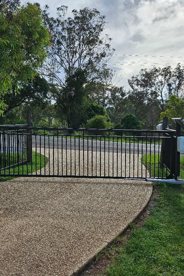 after Black Powder-coated Steel Swing Gate – Gate + Motor, Highfields