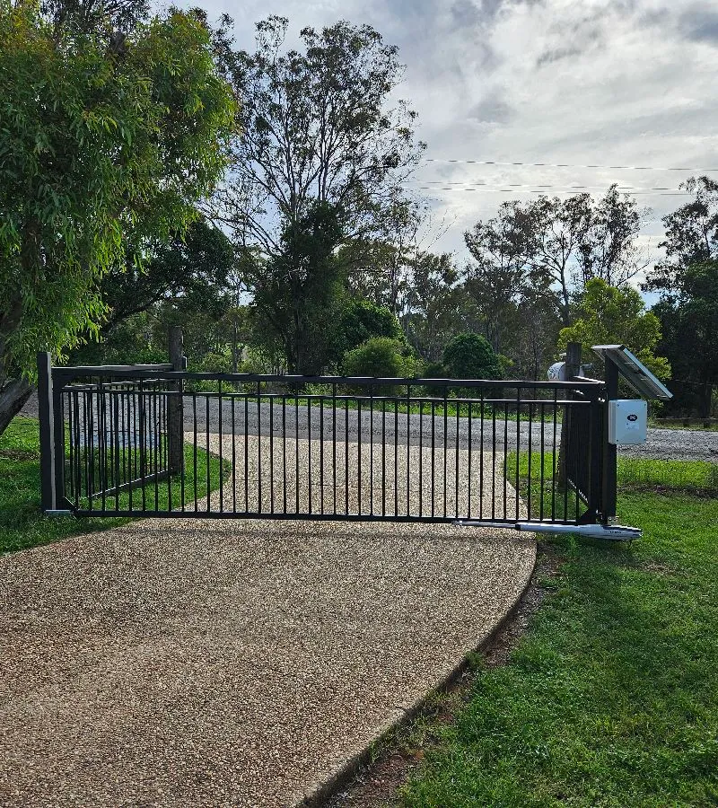 after Black Powder-coated Steel Swing Gate – Gate + Motor, Highfields