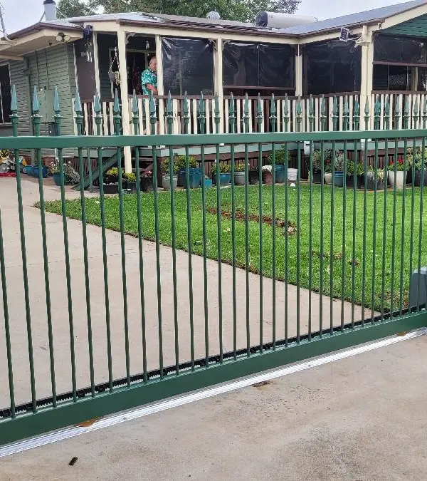 after Cottage Green Powder-coated Steel Sliding Gate – Slide Gate + Motor, Newtown