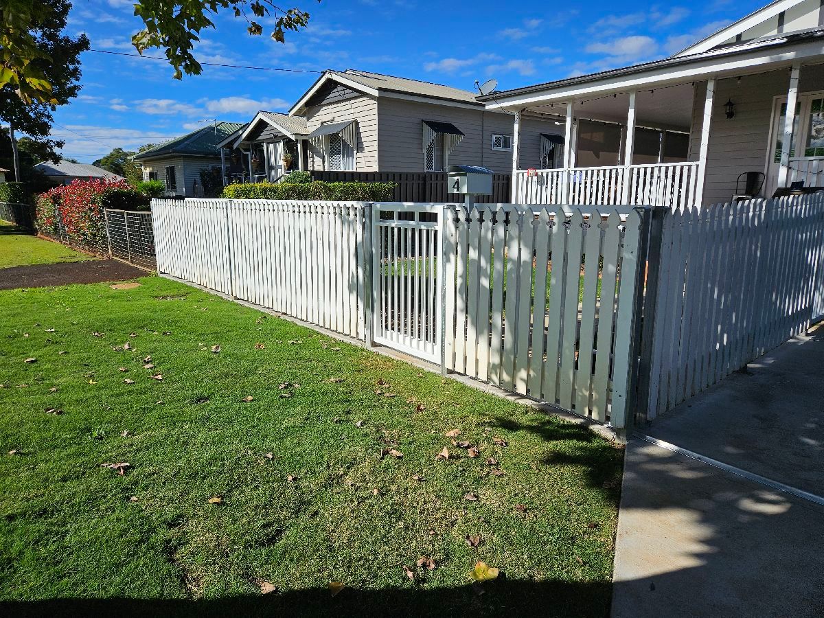 after Pro Texture White Powder-coated Aluminium Sliding Gate – Service Job - Slide + PA Gates, Newtown