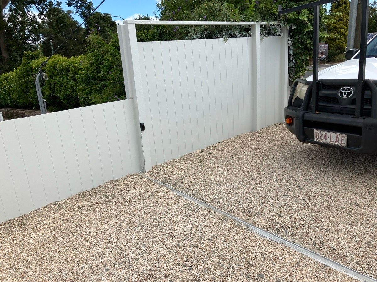 after White Powder-coated Aluminium Sliding Gate – Sliding Gate Motor, East Toowoomba