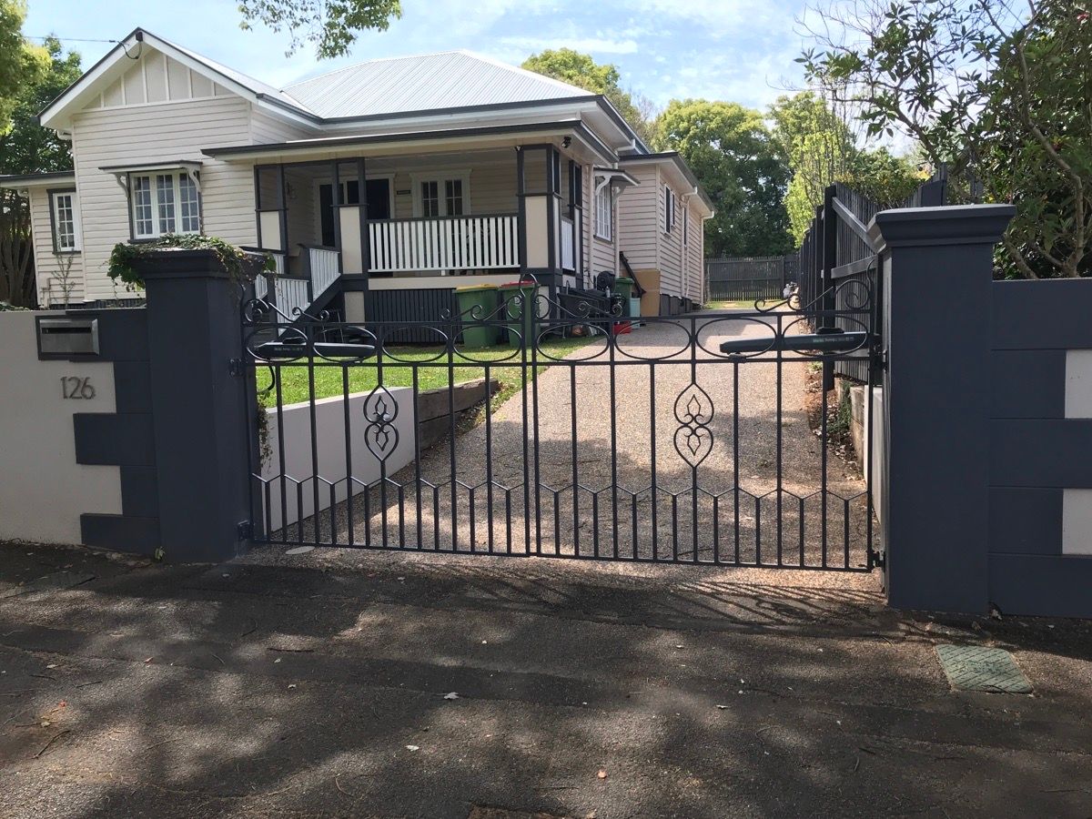 after Black Powder-coated Aluminium Swing Gate – Re-install gate and motor, East Toowoomba
