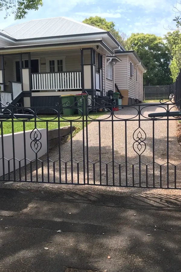 after Black Powder-coated Aluminium Swing Gate – Re-install gate and motor, East Toowoomba