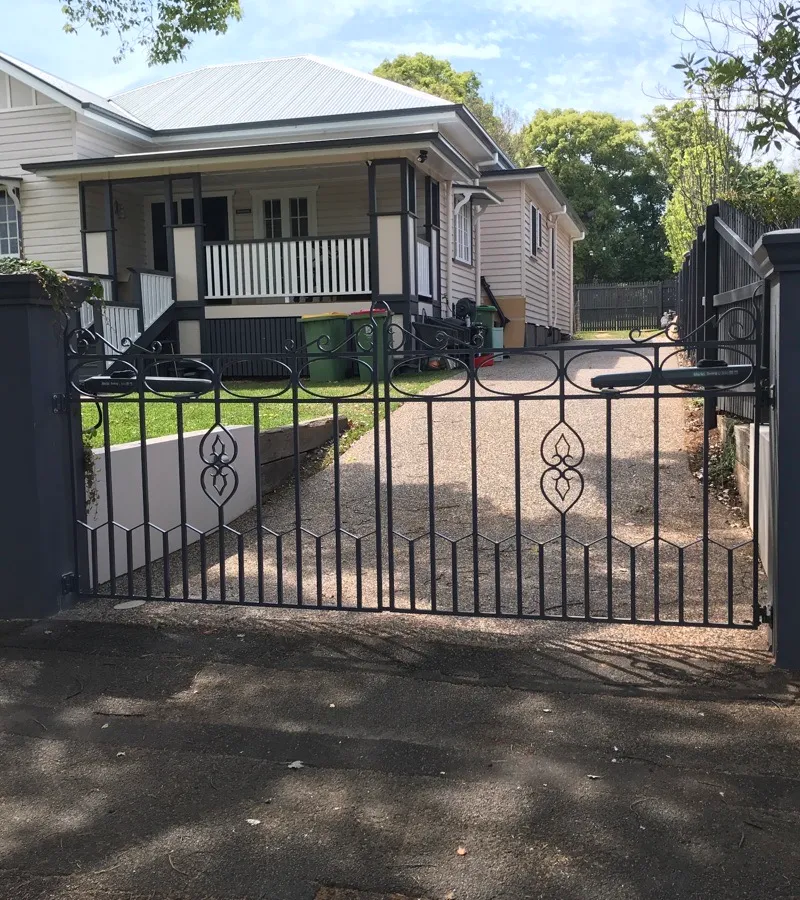 after Black Powder-coated Aluminium Swing Gate – Re-install gate and motor, East Toowoomba