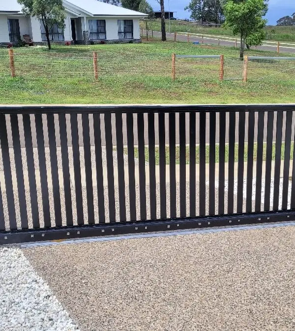 after Black Powder-coated Aluminium Sliding Gate – Slide Gate + Motor, Meringandan
