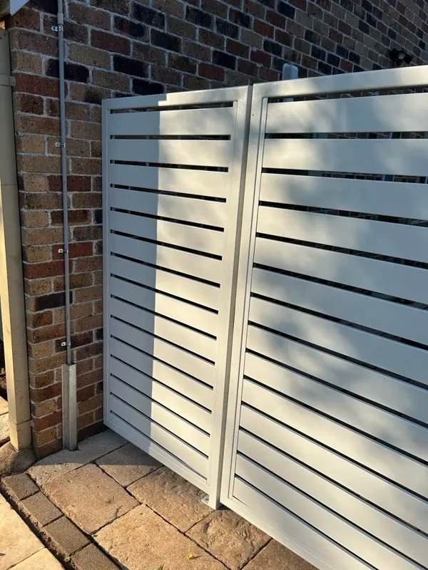 after Surfmist Powder-coated Aluminium Swing Gate – Gate, Blue Mountain Heights