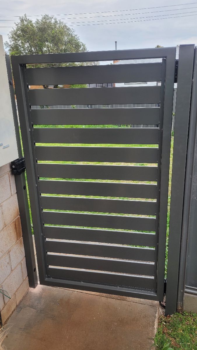 after Woodland Grey Powder-coated Aluminium Swing Gate – Personal Gate, Newtown