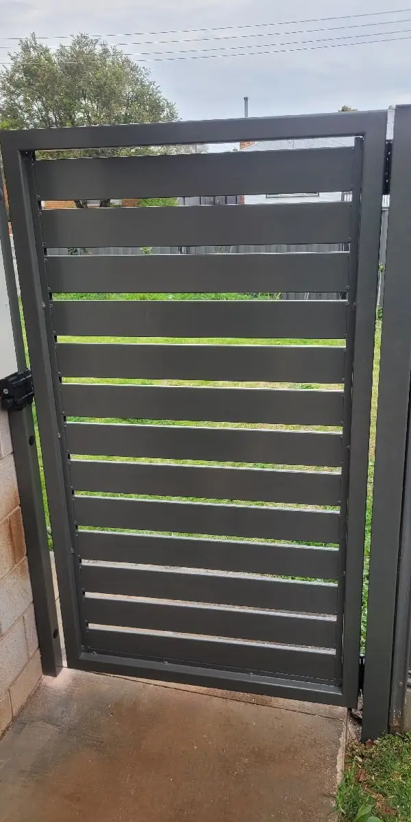 after Woodland Grey Powder-coated Aluminium Swing Gate – Personal Gate, Newtown