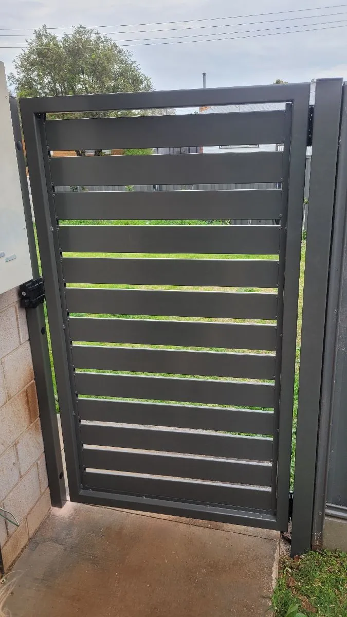 after Woodland Grey Powder-coated Aluminium Swing Gate – Personal Gate, Newtown