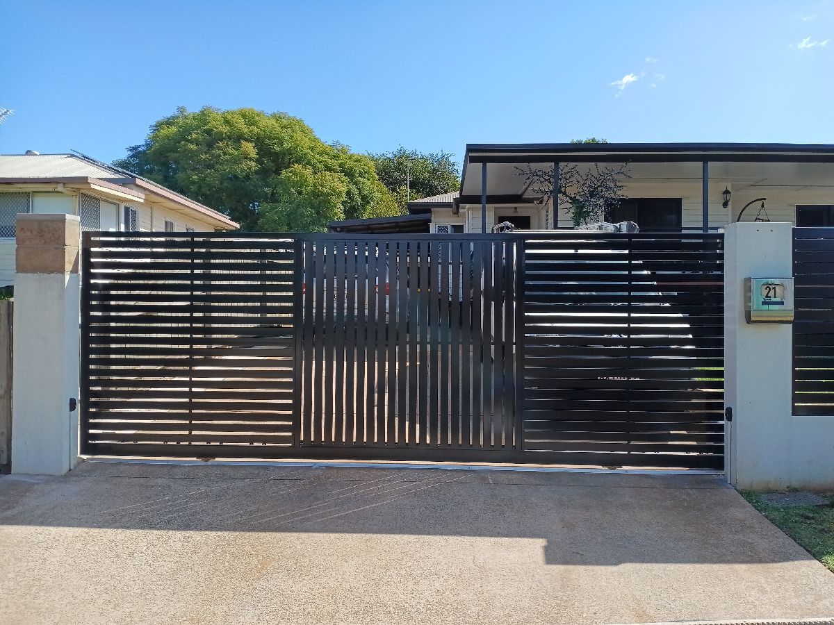after Black Powder-coated Aluminium Sliding Gate – Slider Gate + Motor, South Toowoomba