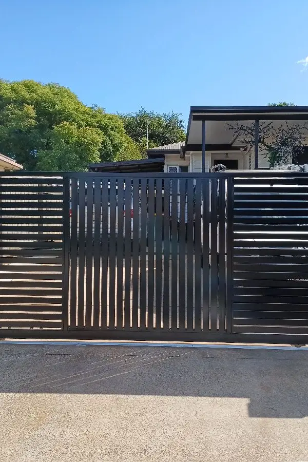 after Black Powder-coated Aluminium Sliding Gate – Slider Gate + Motor, South Toowoomba
