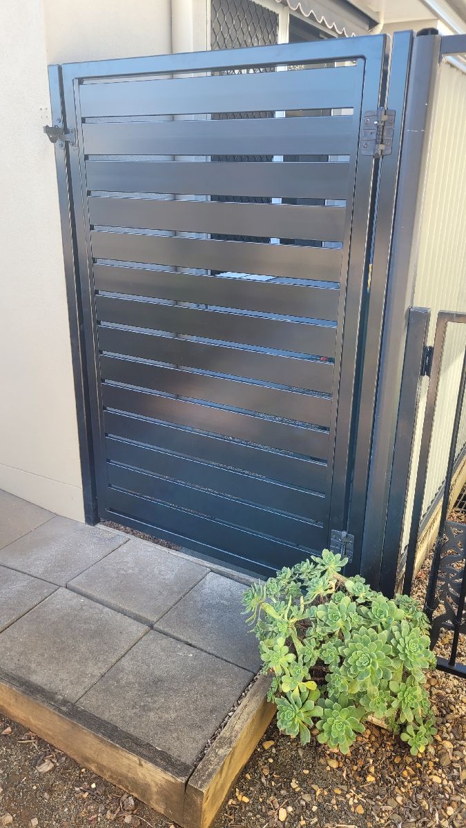 after Black Powder-coated Steel Swing Gate – PA Gate, North Toowoomba