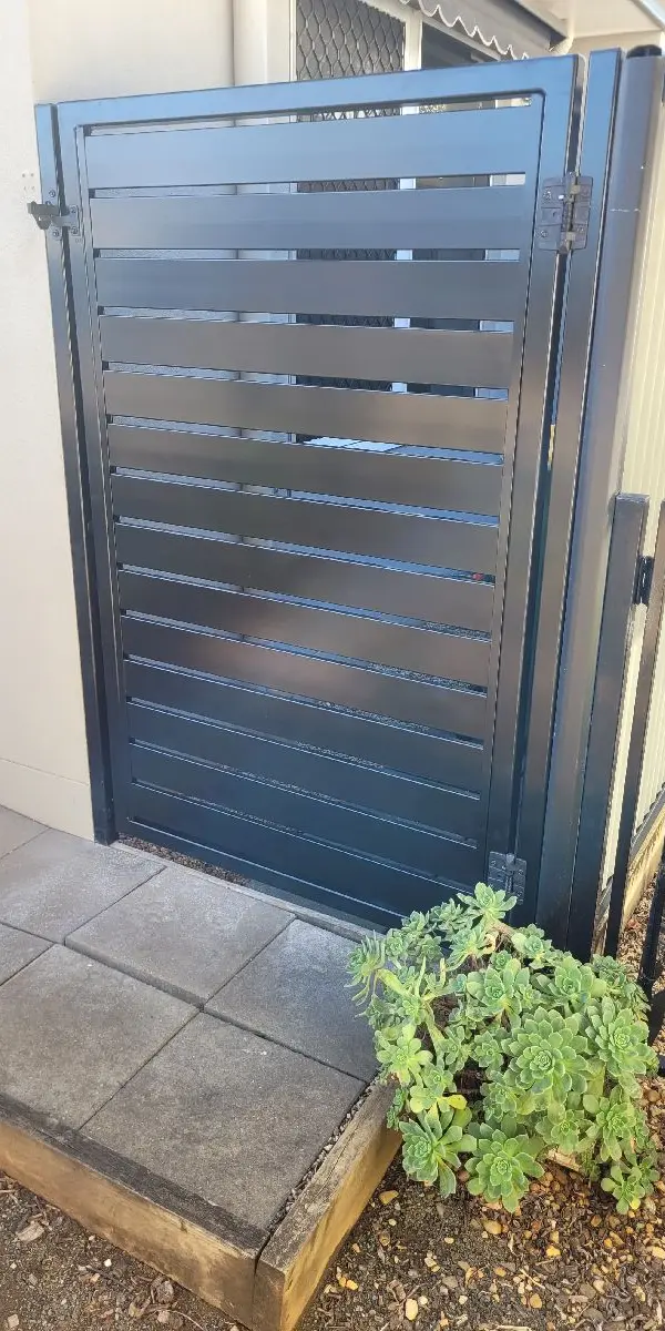 after Black Powder-coated Steel Swing Gate – PA Gate, North Toowoomba