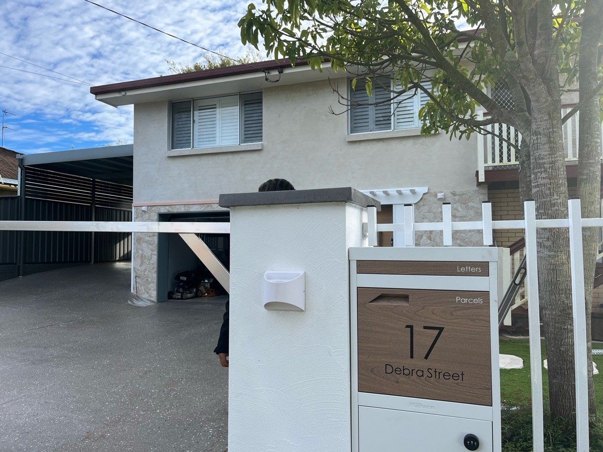 after Pro Texture White Powder-coated Aluminium Sliding Gate – Service Job - Slide Gate & Motor, Centenary Heights