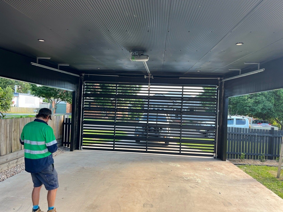 in progress Black Powder-coated Aluminium Custom Door – Ventilated Door, East Toowoomba