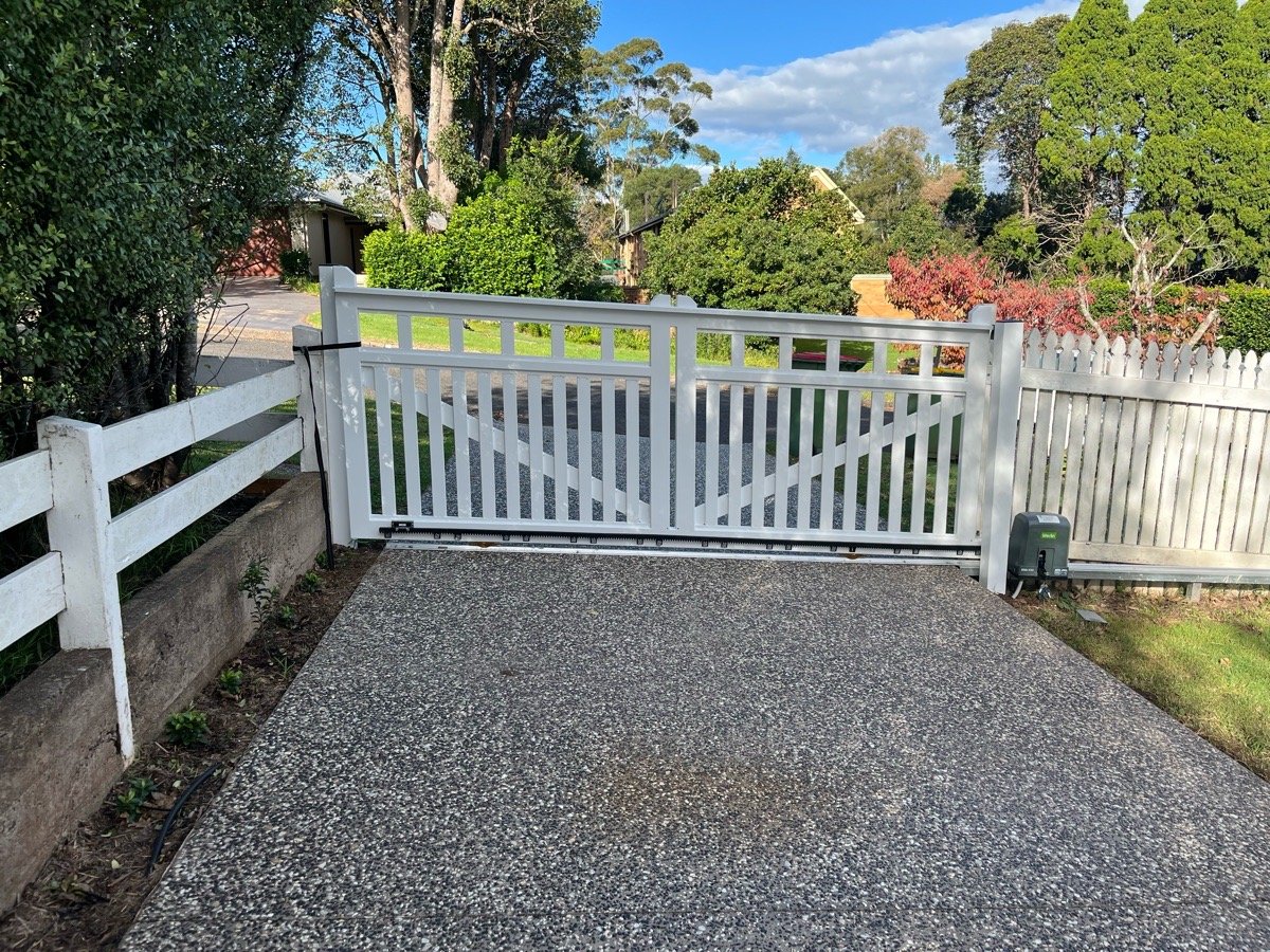 after White Powder-coated Aluminium Sliding Gate – Slide Gate + PA, Mount Lofty
