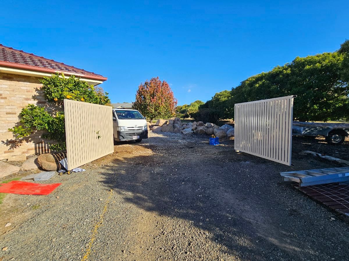 after Paperbark Powder-coated Steel Swing Gate – Dbl Swing + Motor, Torrington