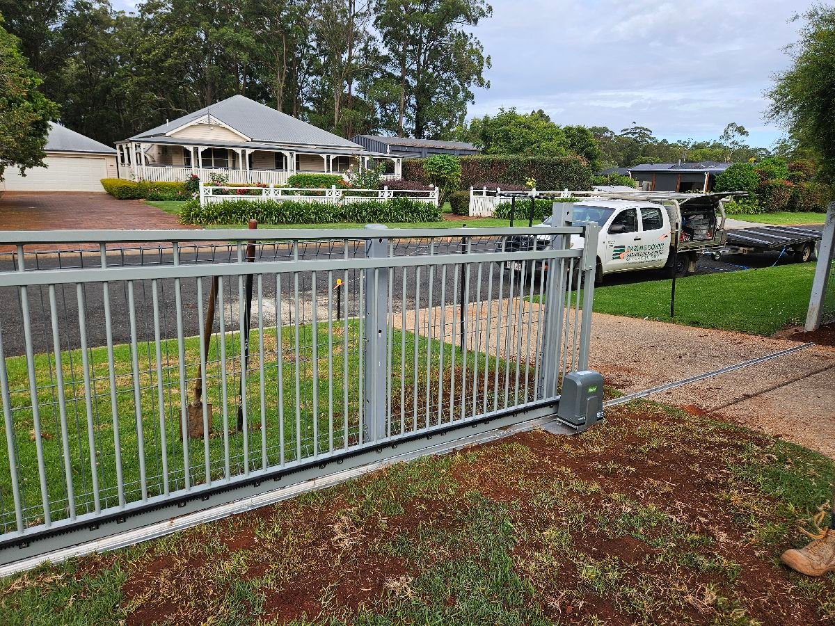 after Mocha Powder-coated Aluminium Sliding Gate – Slide Gate + Motor, Highfields