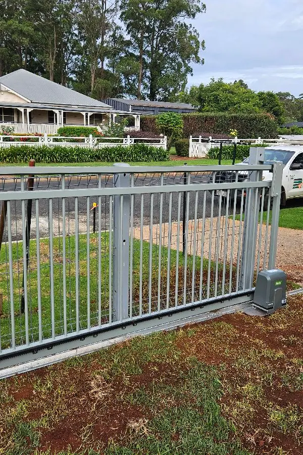 after Mocha Powder-coated Aluminium Sliding Gate – Slide Gate + Motor, Highfields
