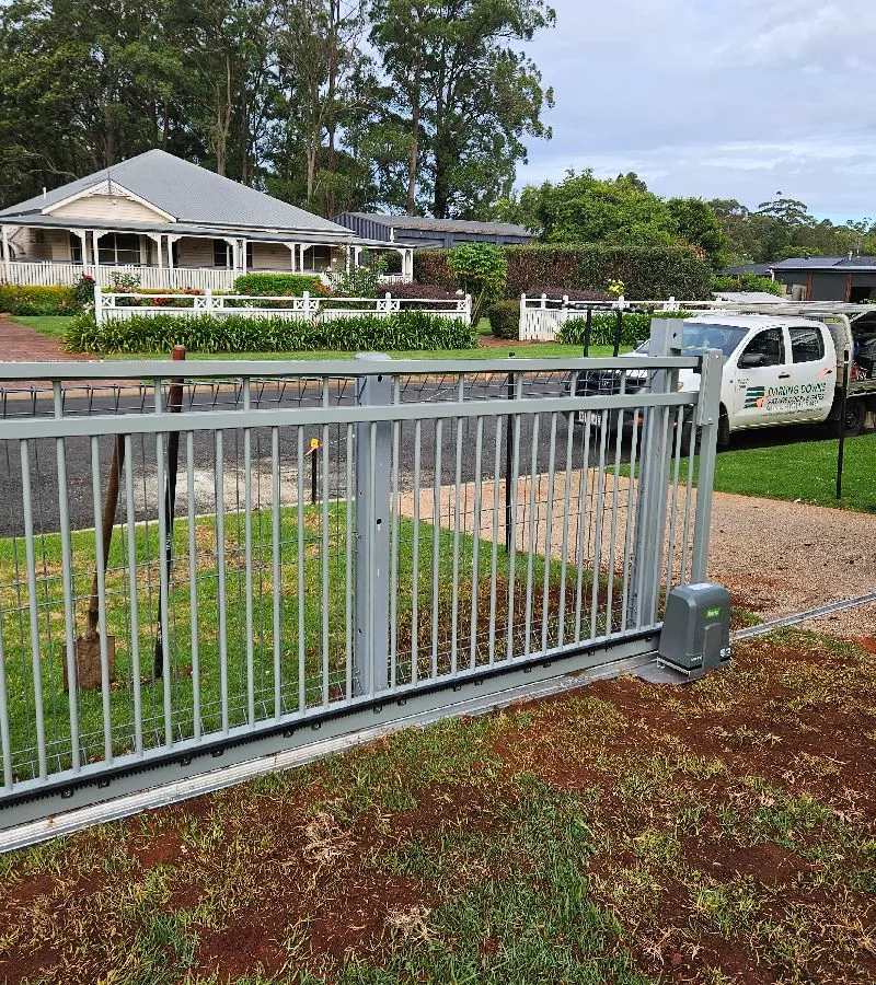 after Mocha Powder-coated Aluminium Sliding Gate – Slide Gate + Motor, Highfields