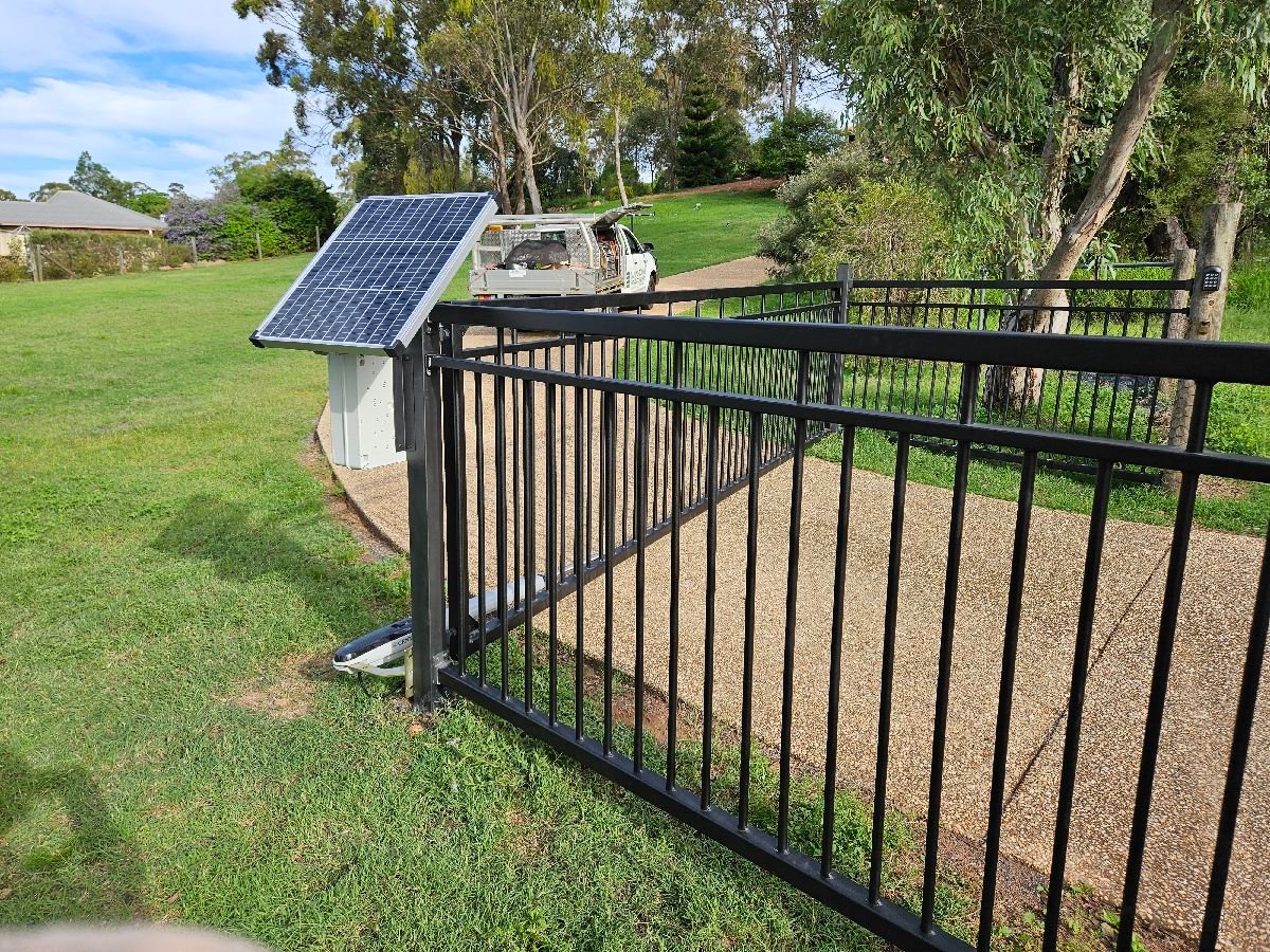 after Black Powder-coated Steel Swing Gate – Gate + Motor, Highfields