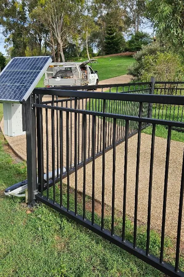 after Black Powder-coated Steel Swing Gate – Gate + Motor, Highfields
