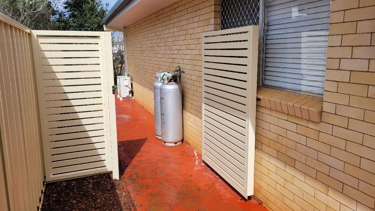 after Cream Powder-coated Aluminium Swing Gate – Gate + Infill, Rangeville