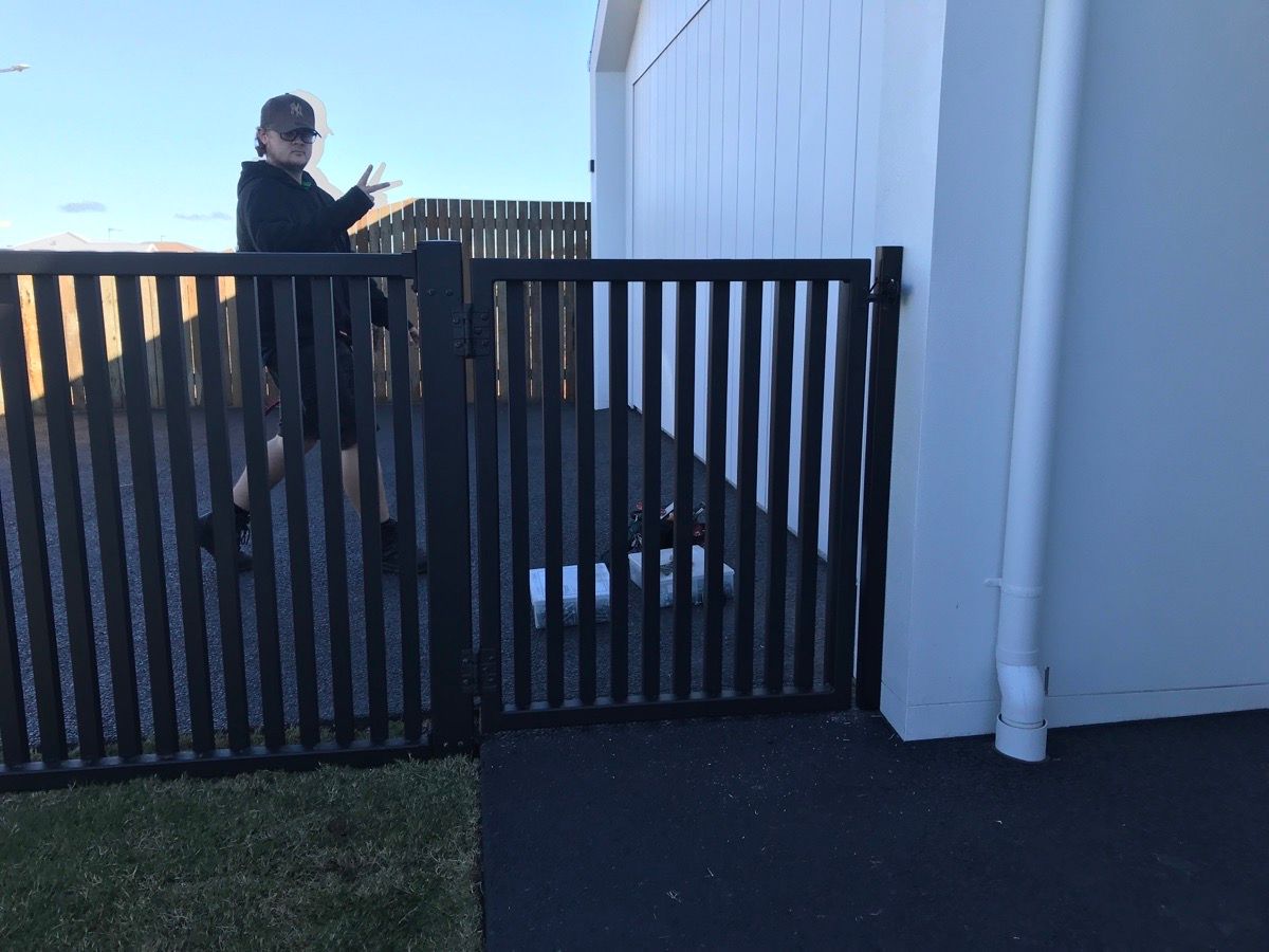 after Black Powder-coated Aluminium Swing Gate – Pool Gates + Infills, Middle Ridge